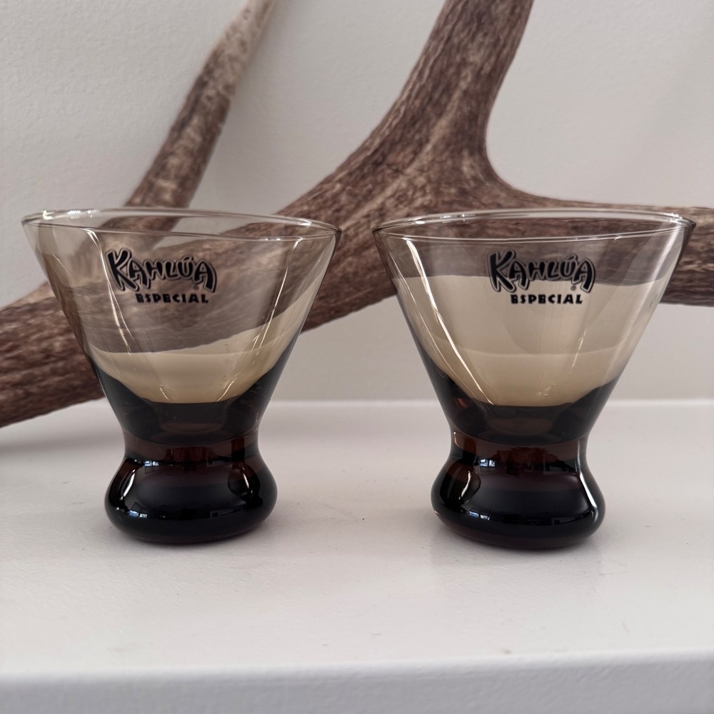 Kahlua Especial Martini Glasses Set of 2 Smoke Brown Weighted Base Stemless